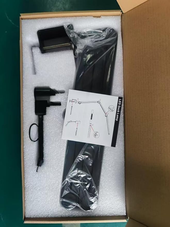 LED Desk Lamp with Clamp,Adjustable Swing Arm Desk Lamps for Home Office,24W Super Bright Auto Dimming Desk Lamp 3500-6000 Dimmable Temperature Control LED Desk Lamp