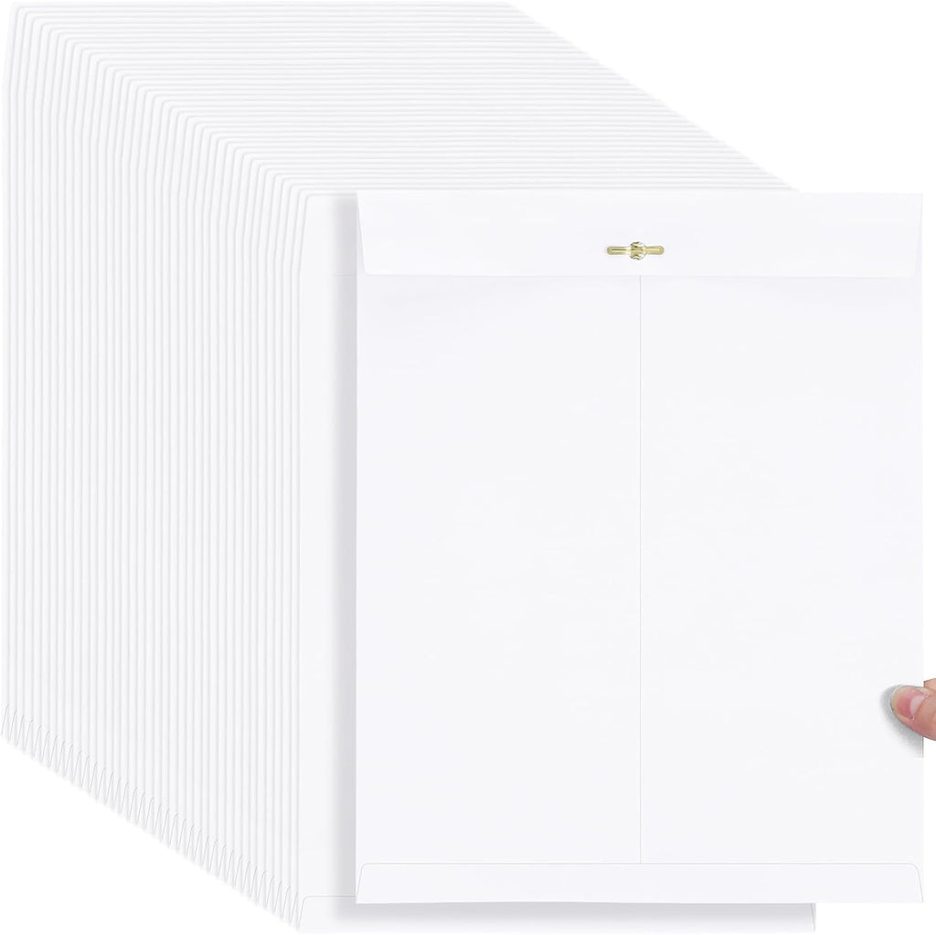 Teling 50 Pcs Manilla Envelopes Clasp Kraft Catalog with Closure for Storing Mailing 28 lb Kraft Envelope Paper for Office Document School Business Home (White,10 * 13)