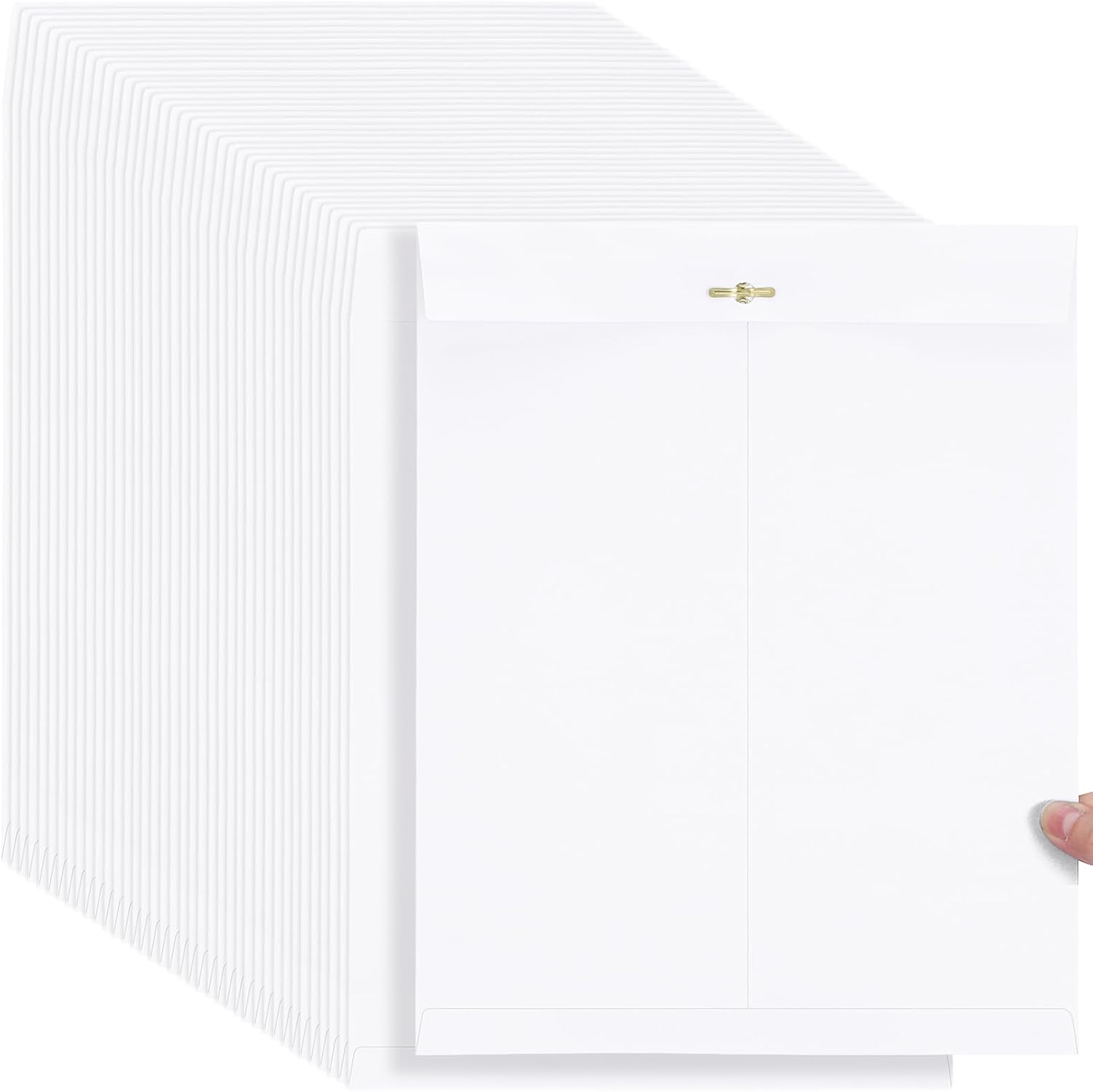 Teling 50 Pcs Manilla Envelopes Clasp Kraft Catalog with Closure for Storing Mailing 28 lb Kraft Envelope Paper for Office Document School Business Home (White,10 * 13)