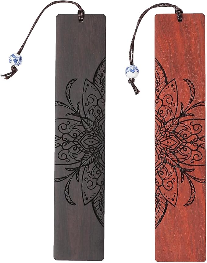 Vantage Mandala Bookmarks Wood Bookmarks for Women Book Markers for Reading (Leaf Mandala)