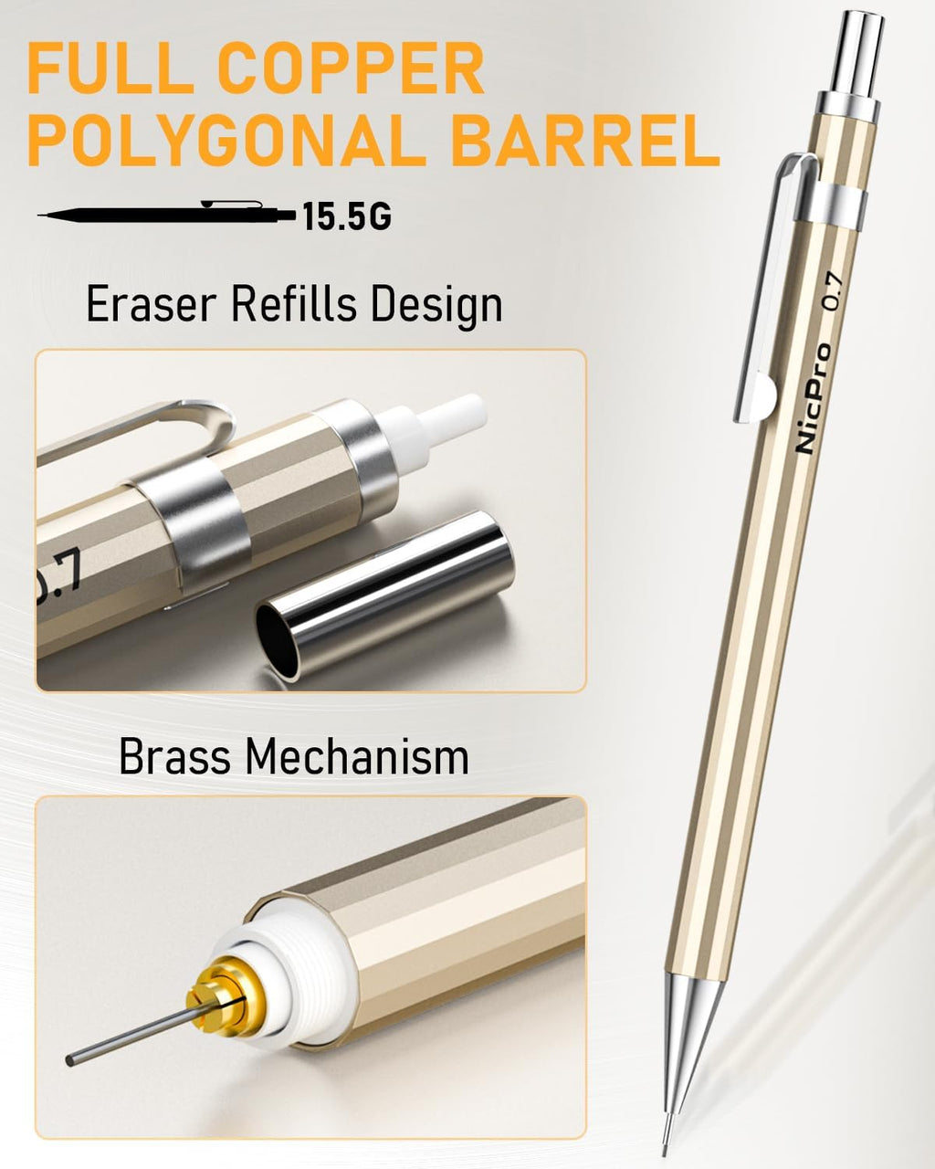 Nicpro 34PCS Art Mechanical Pencil Set, Metal Drafting Pencil 0.3 mm & 0.5 mm & 0.7 mm & 0.9 mm & 2PCS 2mm Lead Holder (6B 4B 2B HB 2H 4H Colors) For Sketching Drawing With 19 Tube Lead Refills Case