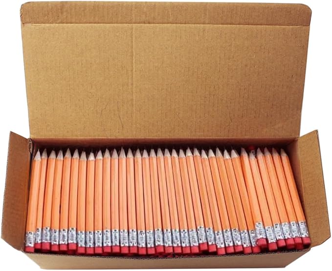 SKKSTATIONERY Half Pencils with Eraser Tops, Golf, Classroom, HB Pew Pencils, Hexagon, Pre-sharpened