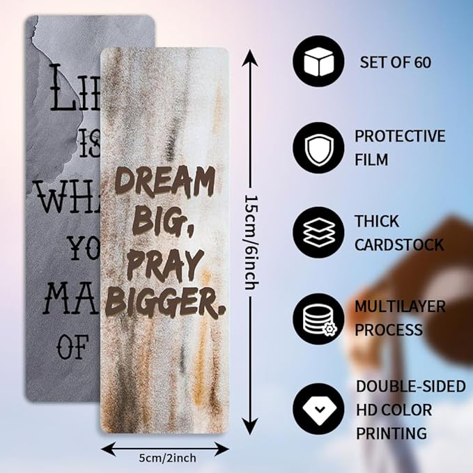 Bookmark, Bookmarks for Adults, 60 PCS, Book Markers for Reading, Teacher Bookmark, Inspirational Bookmarks, Aesthetic Bookmark, Planner Bookmark, Paper Bookmarks, Book Marker, Bookmarks for Women