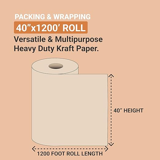 AVIDITI Shipping Paper Roll 40"L, 1-Pack | Large Kraft Paper Roll for Packing, Moving and Storage