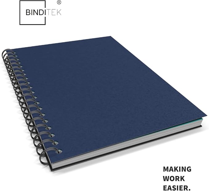 Binditek 25 Pack 12 Mil Sand-Textured Polycover - Plastic Binding Cover for Business Reports and Proposals - Lightly Textured Sand Finish - Square Corners, Un-Punched, Navy Color, Office Supplies