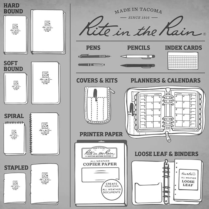 Rite In The Rain Weatherproof Top Spiral Notebooks, 3" x 5", Tan Cover, 3 Pack (No. 935T-3)