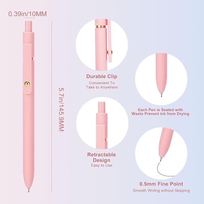 Ddaowanx Colored Gel Pens, 0.5mm Fine Point Retractable,Colorful Pens for Journaling, Teacher Must Haves,Teacher School Supplies, Gifts for Nurse Stockings Stuffers for Women(6Pcs-Aesthetic Colors)