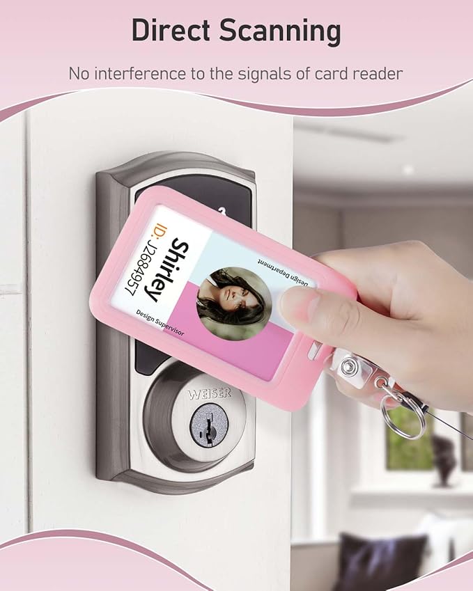 Uniclife 3 Pack Sliding ID Badge Holder Hard Pink Vertical Plastic Card Case Protector Pouch with Clear Window for Office School ID Credit Cards Proximity Key Cards Driver’s Licenses and Passes