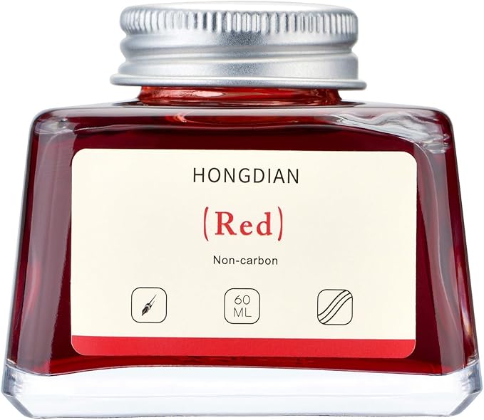 Hongdian Fountain Pen Bottled Ink Red, 60ml Fountain Pen Bottled Ink, Non Carbon