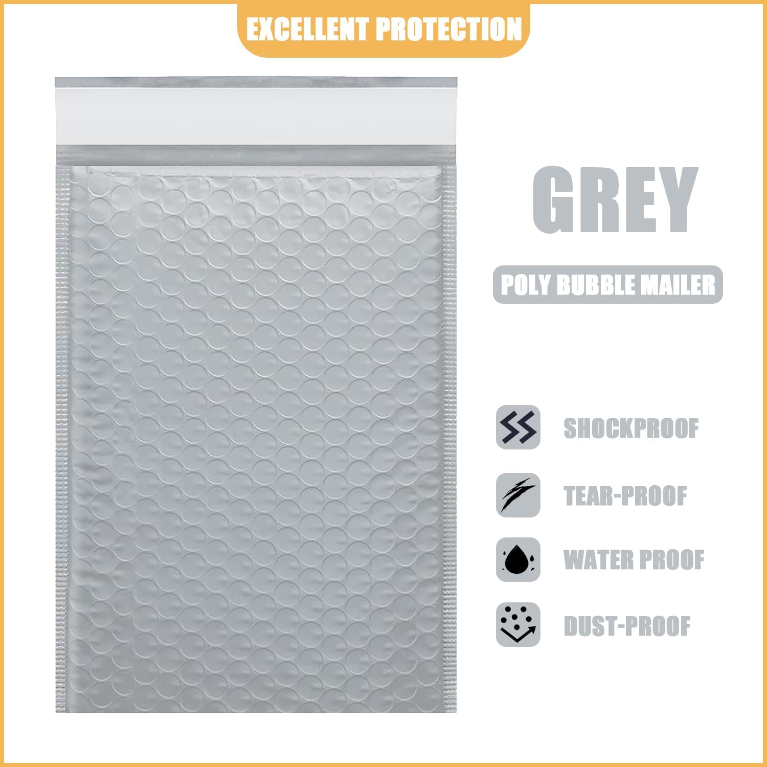 14.25in x 19in Bubble Mailer, Gray Poly Mailer, Padded Envelope, Shipping Envelope, Waterproof, Self-Sealing, For Small Business, Shipping, Mailing, Boutique Packaging(10PCS)