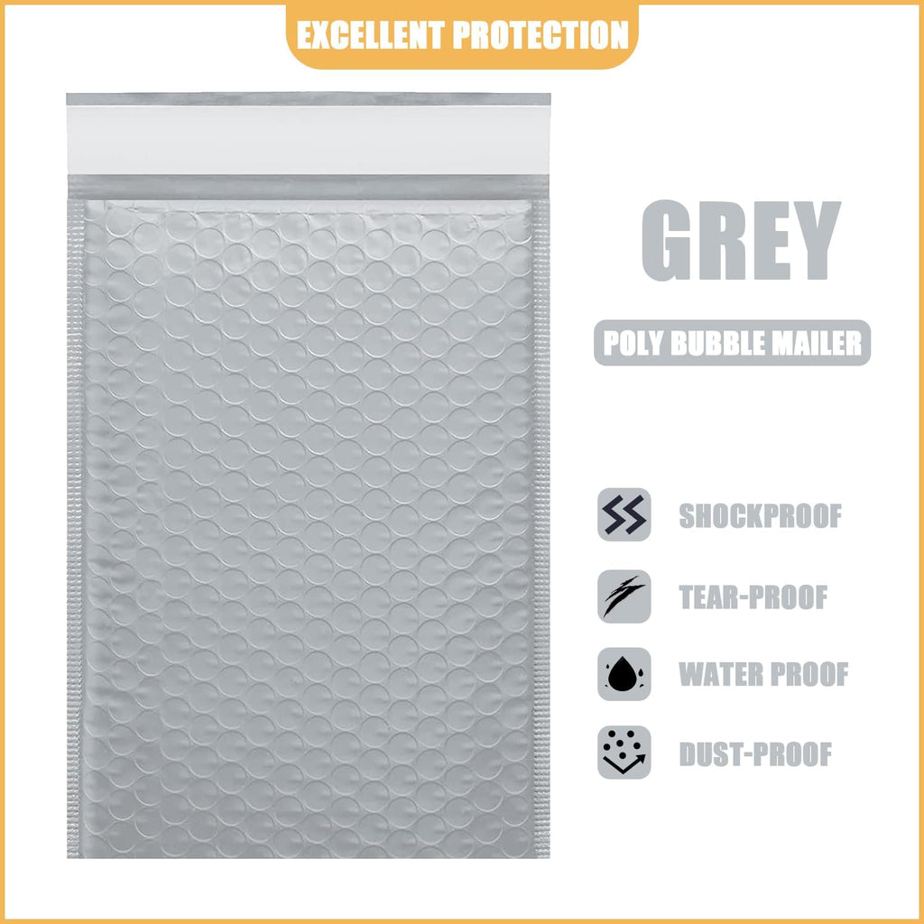 4in x 7in Bubble Mailer, Gray Poly Mailer, Padded Envelope, Shipping Envelope, Waterproof, Self-Sealing, For Small Business, Shipping, Mailing, Boutique Packaging(100PCS)