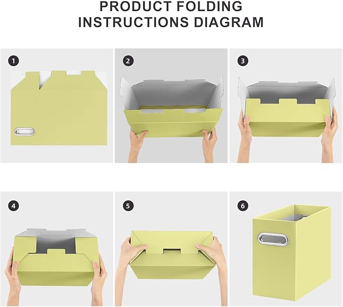 Oterri File Organizer, Small Storage Box, Cardboard File Folder Organizer, Collapsible File Box, Hanging File Organizer for Letter Size, Portable File Box, Only Box (Light Yellow,4 Packs)