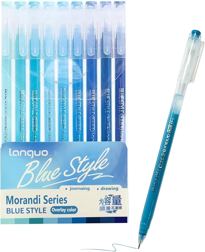 0.5mm Journal Colouring Pens, Assorted Rainbow Colors Pens Set of 9 for Adults Journal Coloring Calligraphy,Made for Everyday Writing, Journals,Drawing,Coloring Books (Navy Blue)