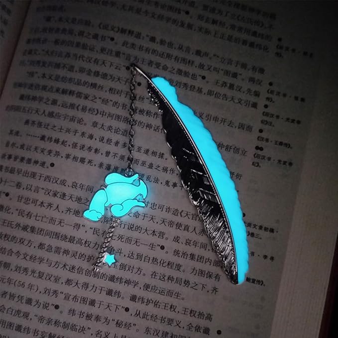 Zodiac Feather Bookmark Gifts for Women Men, Cool Metal Bookmark Glow in The Dark Aquarius Bookmark, Luminous Star Sign Constellation Horoscope Bookmark Gifts