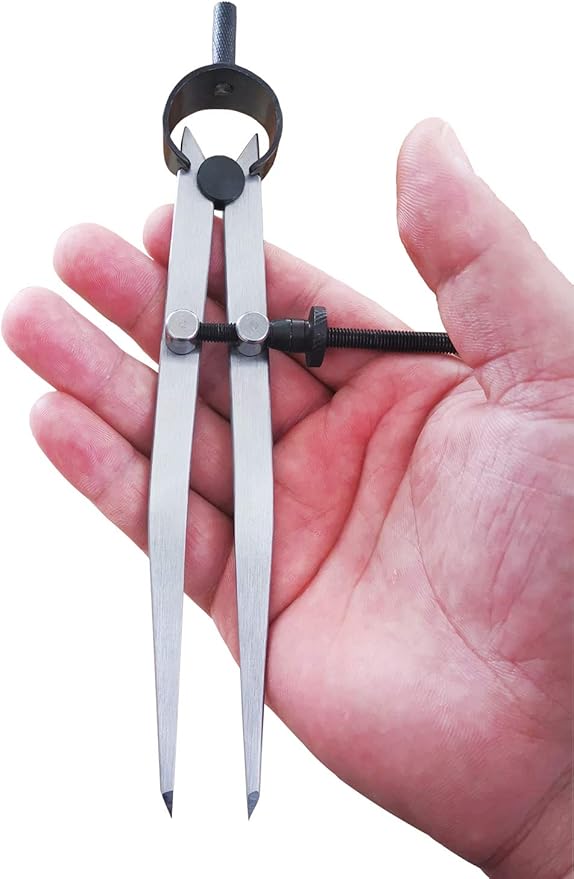 ZLKSKER 6 Inch Adjustable Lockable Steel Divider Wing Leather Compass