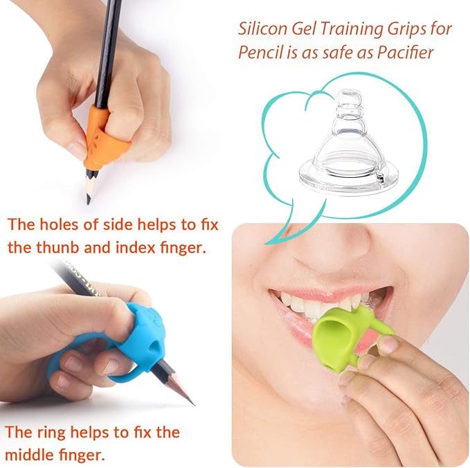 Firesara Left-Handed Training Grips, Original Breakthrough Assorted Writing Aid Grip for Kids Handwriting Special Needs Preschoolers Children Adult Lefties Assorted Colors (4PCS)