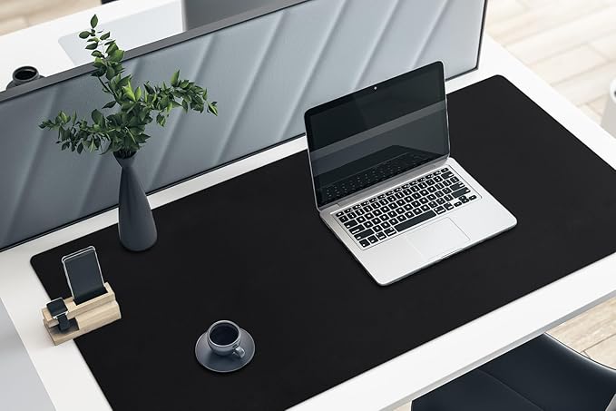 Boutilon Leather Desk Pad 47"x 24" Non-Slip Mouse Pad,Business Desk Pad,Extended Table Protector for Keyboard and Mouse,Desk Writing Pad for Office Home Working Decor (XXXL-Black)