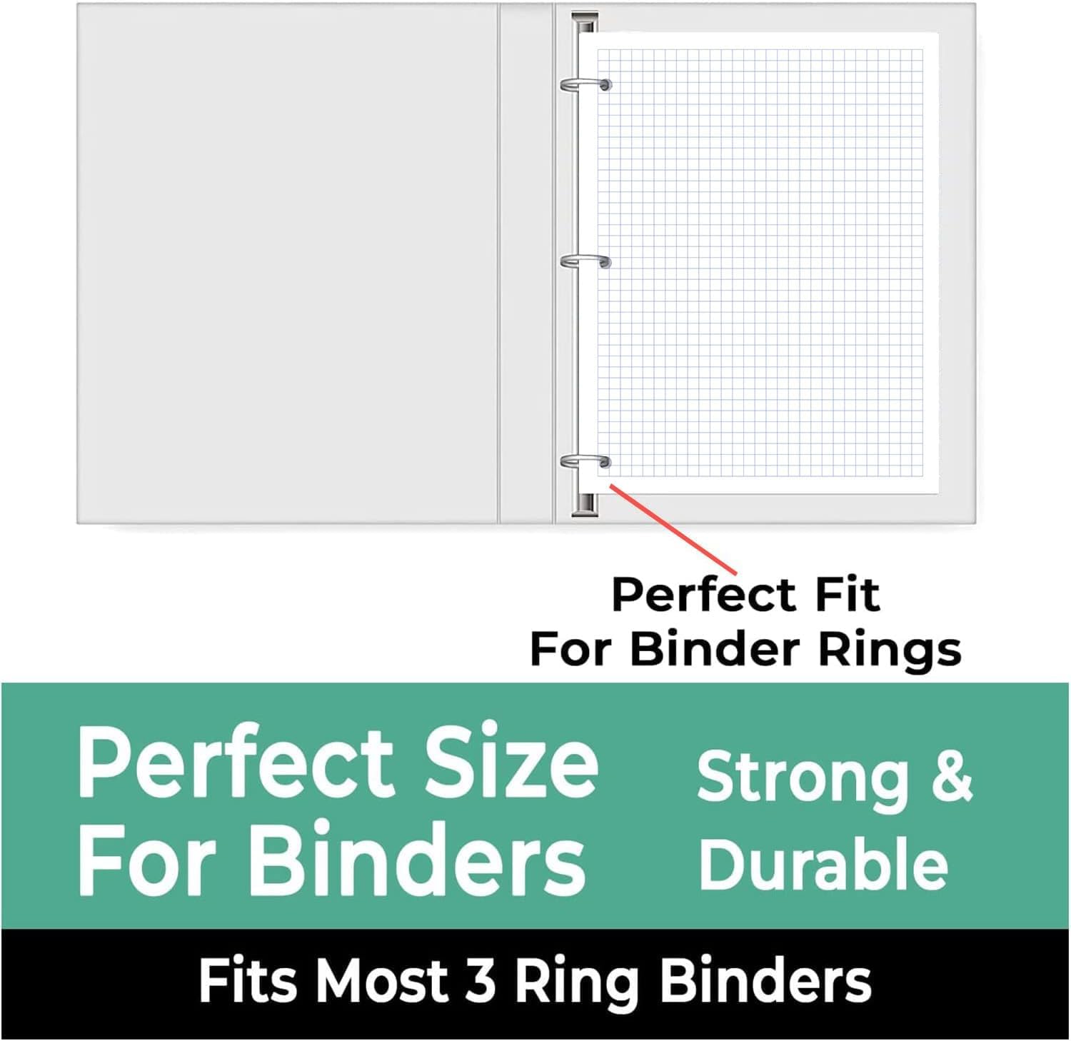 7200 Sheets Graph Paper Bulk, 48 Pack, Bulk Grid Paper, 4x4, 8" x 10.5", 3 Hole Punched, Quad Ruled Sheets, Thick Graphing Paper, Fights Ink Bleed, Bulk Loose Leaf Paper, Bulk School Supplies