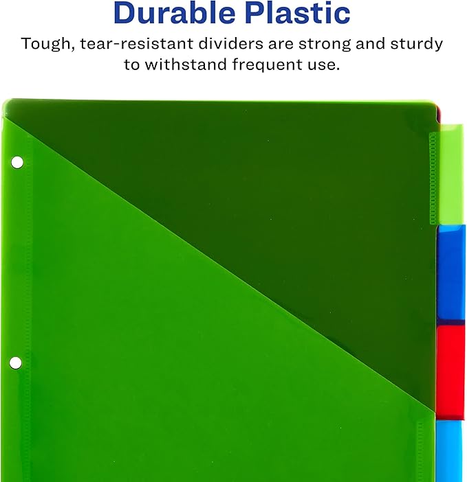 Avery Durable View 3 Ring Binder with 1 Inch Rings, 5 Tab Two-Pocket Plastic Binder Dividers, Assorted Chisel Tip Highlighters, School Supplies Set (01681)