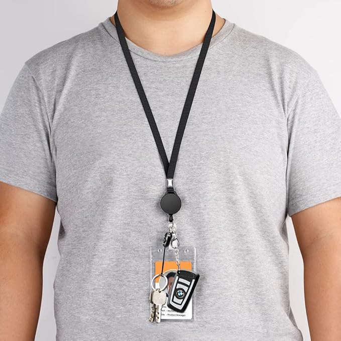 6 Pack Retractable Badge Lanyards and ID Badge Holder, Strap Lanyard with Swivel Metal Clasp for Badge Holders, Keychains, Offices, Staff, Students, Employees, Multi-Color