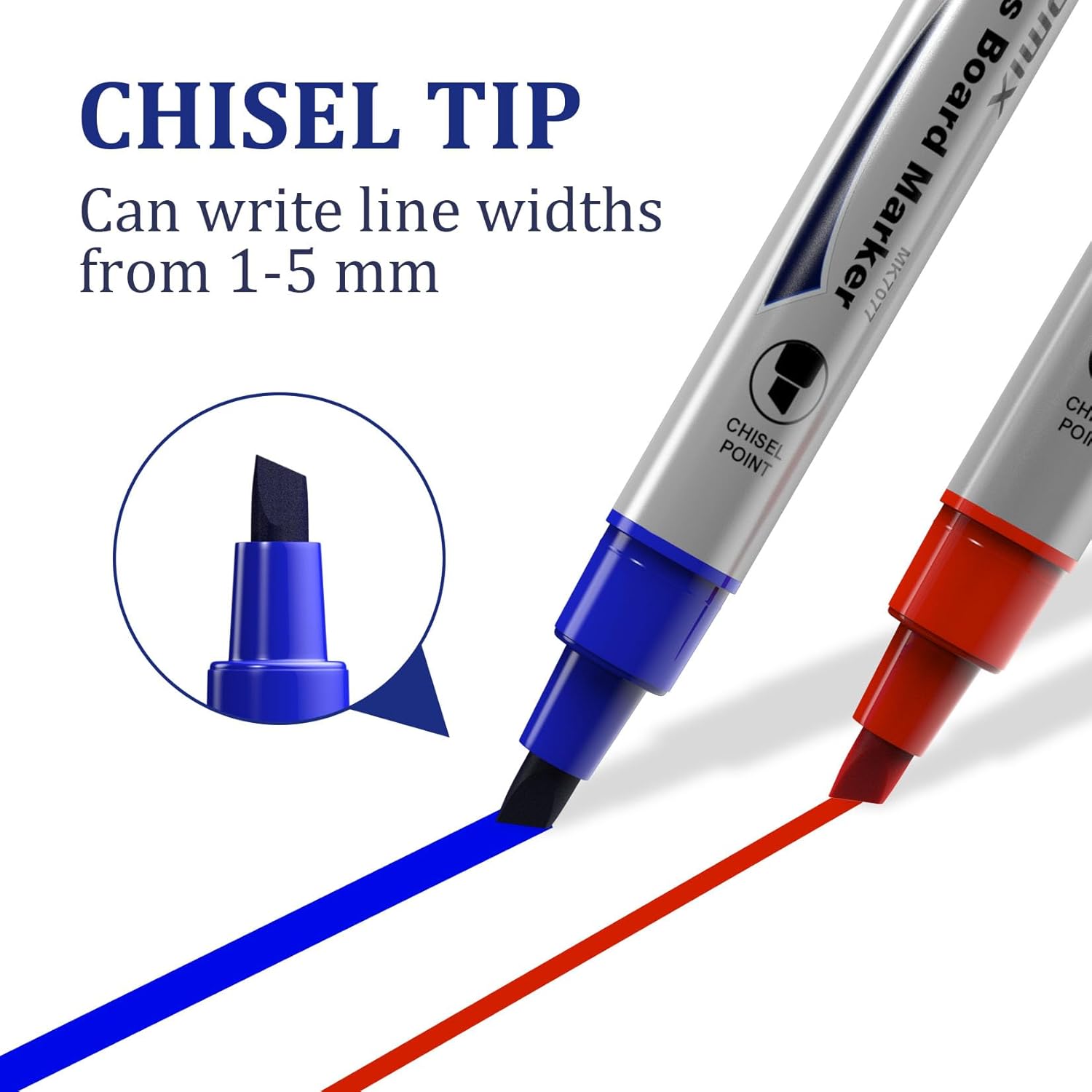 Comix Glass Board Dry Erase Markers, Low Odor Whiteboard Markers, Chisel Tip, 4 Assorted Colors, 12 Pack