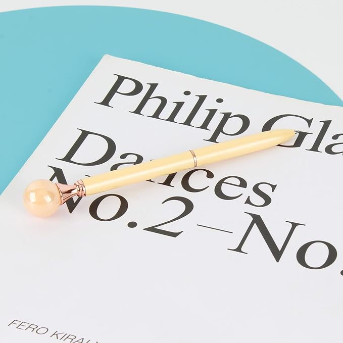 6 Pieces False Pearl Decoration Twist Metal Ballpoint Pen Ball Pen 1.0 MM Black Ink