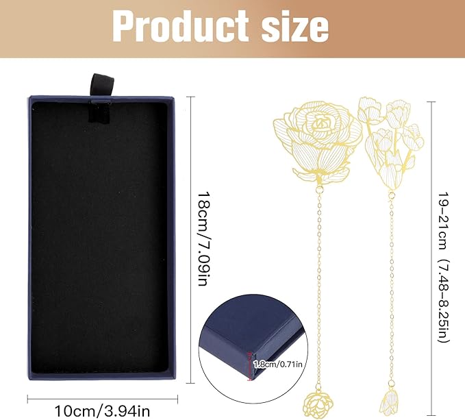 4 Pack Metal Bookmark for Reading Women, Cute Book Mark with Gift Box Stocking Stuffers Gifts for Women, Readers, Book Lovers, Adults