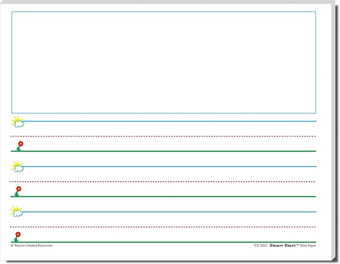 Teacher Created Resources 76511 Smart Start K-1 Story Paper: 100 sheets, White