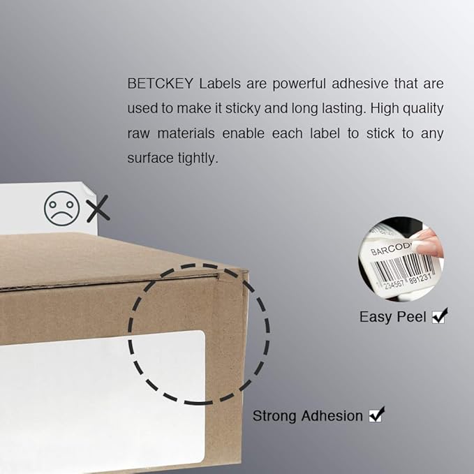 BETCKEY - 3" x 1.5" (76 mm x 38 mm) Barcode Shipping & Address Labels Compatible with Zebra & Rollo Label Printer,Premium Adhesive & Perforated [1 Rolls, 950 Labels]