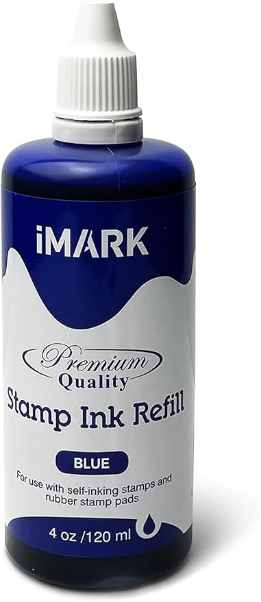 iMARK Premium Refill Ink for Self-Inking Stamps, Daters and Stamp Pads (4 oz, Blue)