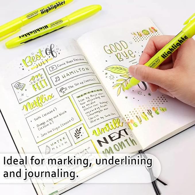Shuttle Art Yellow Highlighters, 30 Pack Highlighters Bright Colors, Chisel Tip Dry-Quickly Non-Toxic Highlighter markers for Adults Kids Highlighting in Home School Office