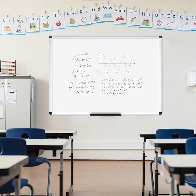 VIZ-PRO Magnetic Dry Erase Board, 36 X 24 Inches, Silver Aluminium Frame