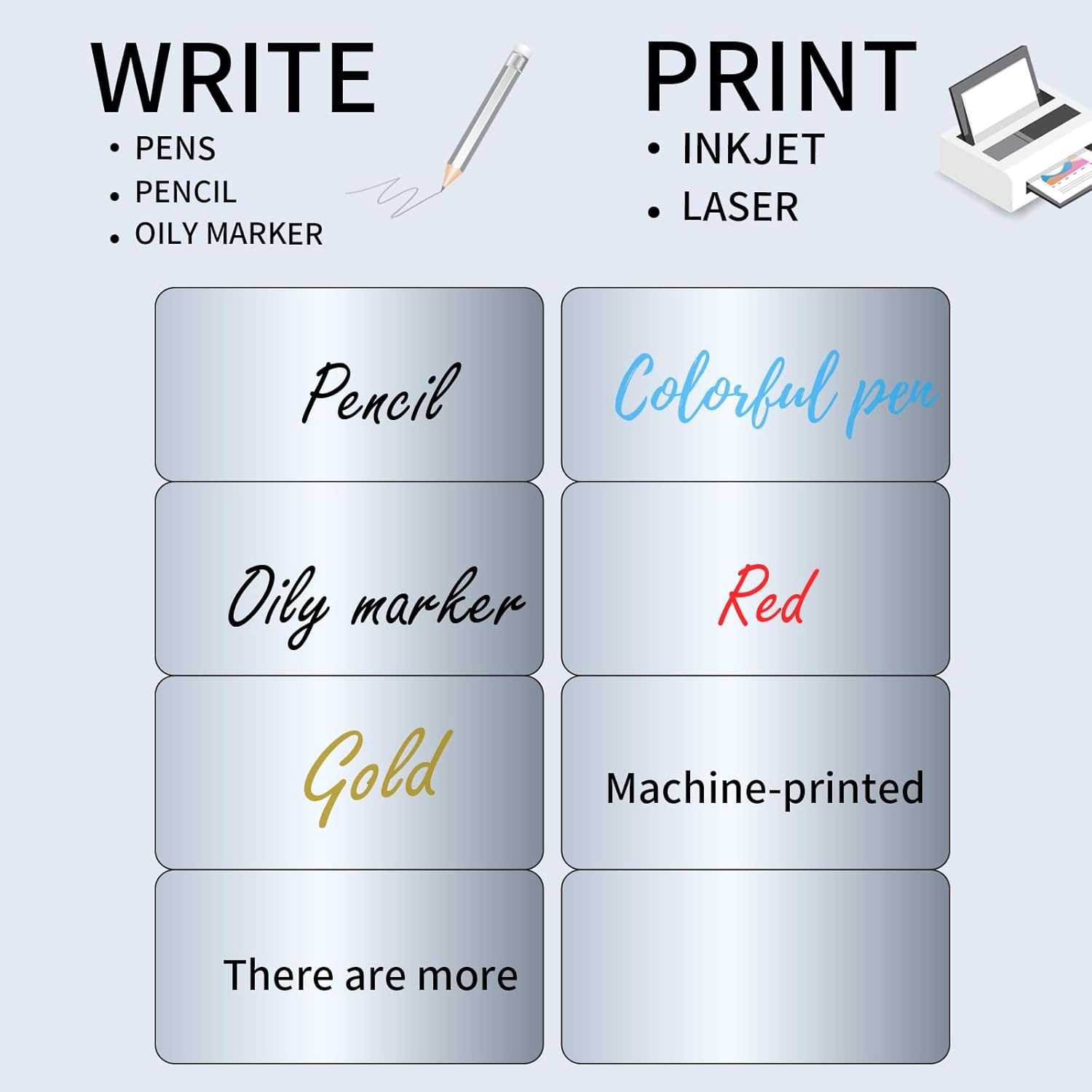 STARLIBOO Shipping Labels Stickers, 2"×4" Printable Silver Mailing Labels for Laser/Inkjet Printing- Matte Silver, Permanent Adhesive Sticker