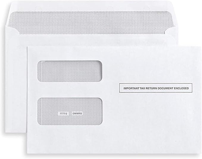 50 1099 Tax envelopes, Designed for 1099 Misc, 1099-R & DIV and INT Laser Forms, 5 5/8 Inch x 9 Inch, Gummed Flap, 50 Envelopes