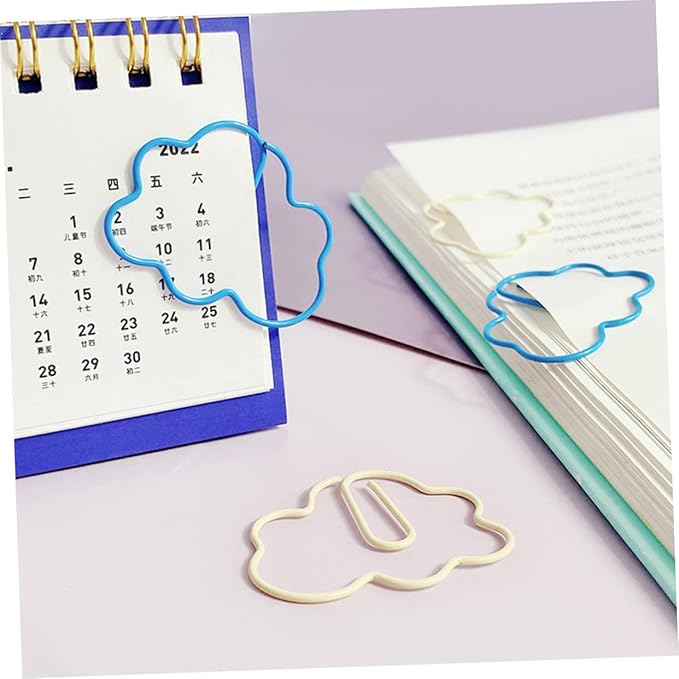 NUOBESTY 90 Pcs Paper Clip Kids Birthday Bag Filler Cloud Shaped Bookmark Small Binder Clips Note Clips Paper Clamps Students Desk Accessories Overmolding Plastic Note Folder Office