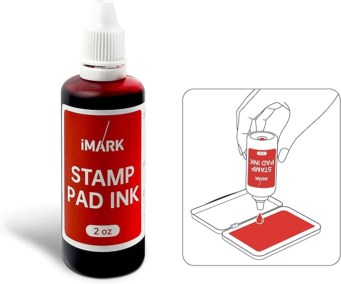 iMARK Premium Refill Ink for Self-Inking Stamps, Daters and Stamp Pads (2 oz, Red)