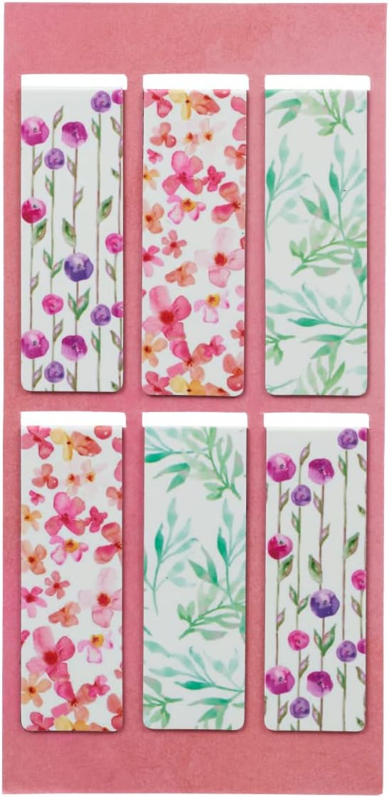 Christian Art Gifts Magnetic Scripture Bookmark Set for Women: Blossoms of Blessings - Inspirational Pink & Purple Floral Magnetic Bible Verse Pagemarker Set of 6 for Bibles and Books Size 2.3” x 0.8”