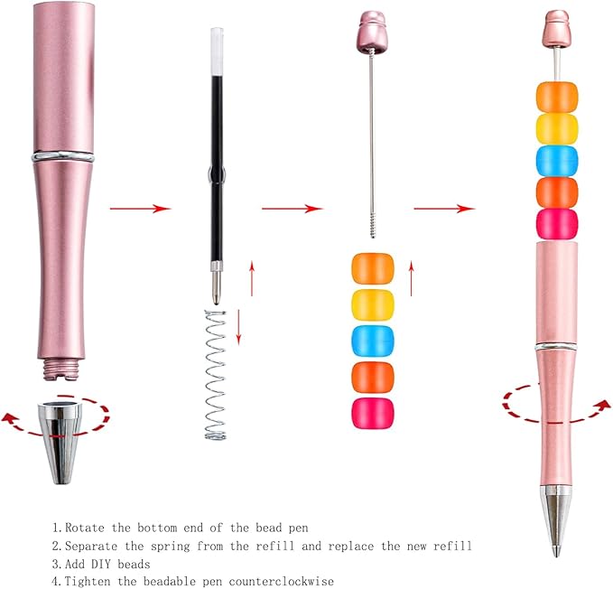 PASISIBICK 100 Pieces Plastic Beadable Pen Blue Ink Refills, 2.44 inch/6.2 cm Smooth Writing Pen Refills for Bead Pens(Blue Ink)