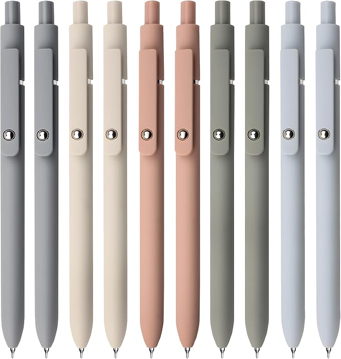 UIXJODO Gel Pens, 10Pcs 0.5mm Black Ink Pens Fine Point Smooth Writing Pens, High-End Series Retractable Pens for Journaling Note Taking, Cute Office School Supplies Gifts for Women (10 Pcs Morandi)