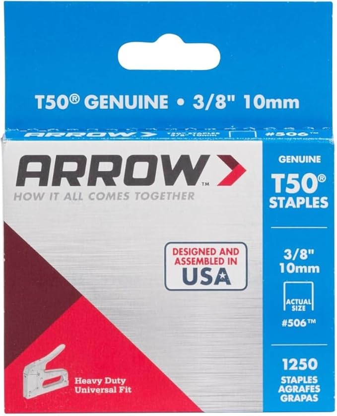 Arrow Fastener 506 Genuine T50 3/8-Inch Staples, 1250-Pack - 2 Pack