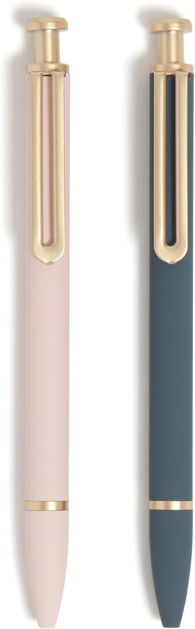 U Brands Monterey Ballpoint Pens, Set of 2, Dark Slate Gray and Blush Pink With Gold Details, Bold (1.0 mm) Point, Black Ink