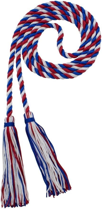 Tassel Depot Graduation Honor Cord - Red/White/Royal Blue - Every School Color Available - Made in USA