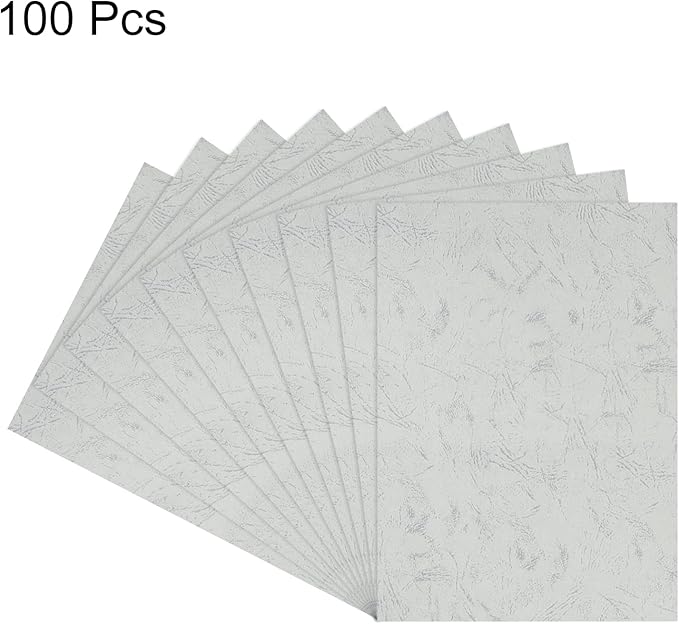 MECCANIXITY 100pcs A4 8-1/2 x 11.5 Inch Presentation Binding Covers Letter Size Leather Textured Grain Paper Un-Punched for Business Reports, Pale Gray