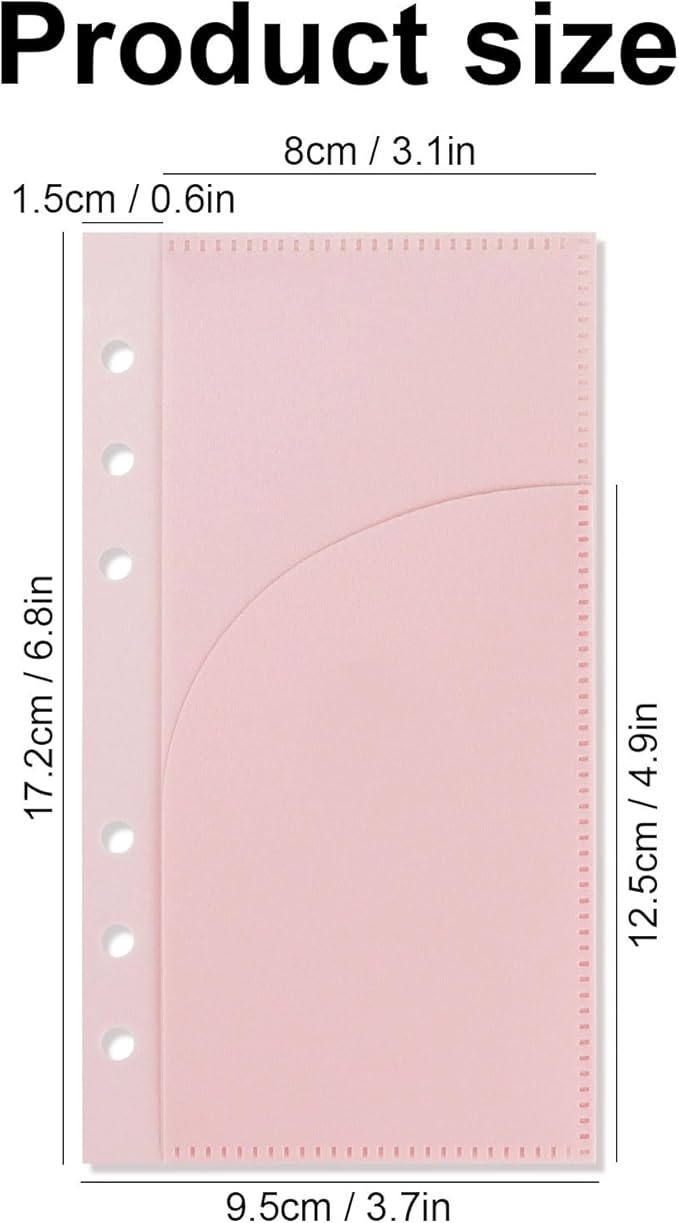 A6 Binder Pockets with No Zipper, Koqye Pink 10 Pcs Plastic Zipless Budget Envelopes, Two Pockets Frosted Cash Envelopes Money Bag for Budgeting, Cash Stuffing