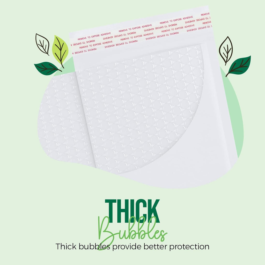 Fuxury White Kraft Bubble Mailer 6x10" 100 Pack Usable Size 6x9" Thick Padded Envelopes Self Seal Bubble Envelopes Waterproof Cushioned Padded Mailers for Small Business Shipping Invoices Cards