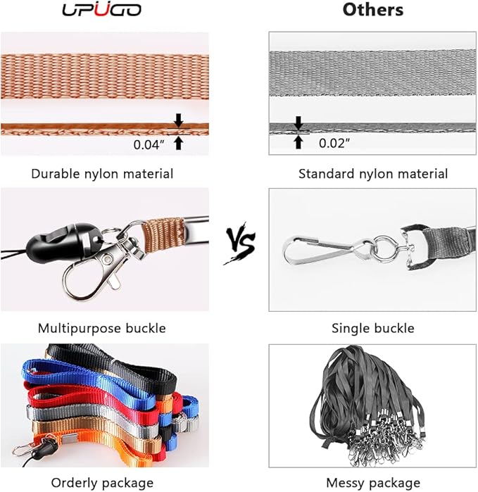 6 Pack Neck Lanyard with ID Badge Holder, Office Strap Lanyards, Stainless Metal Swivel Hook for Name Tag, Badge Holders, Keychains, Card, Brown