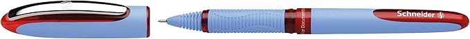 Schneider One Hybrid N Rollerball Pen, 0.5 mm Hybrid Needle Tip, Light Blue Barrel, Red Ink, Box of 10 Pens (183502)