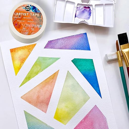 4 Pack White Artist Tape - Art Masking Tape for Watercolor Paper, Canvas Acrylic Painting, Curves, Framing, Paint, Gouache, Console - Acid Free Drafting Tape 0.60" Wide - 360FT Total