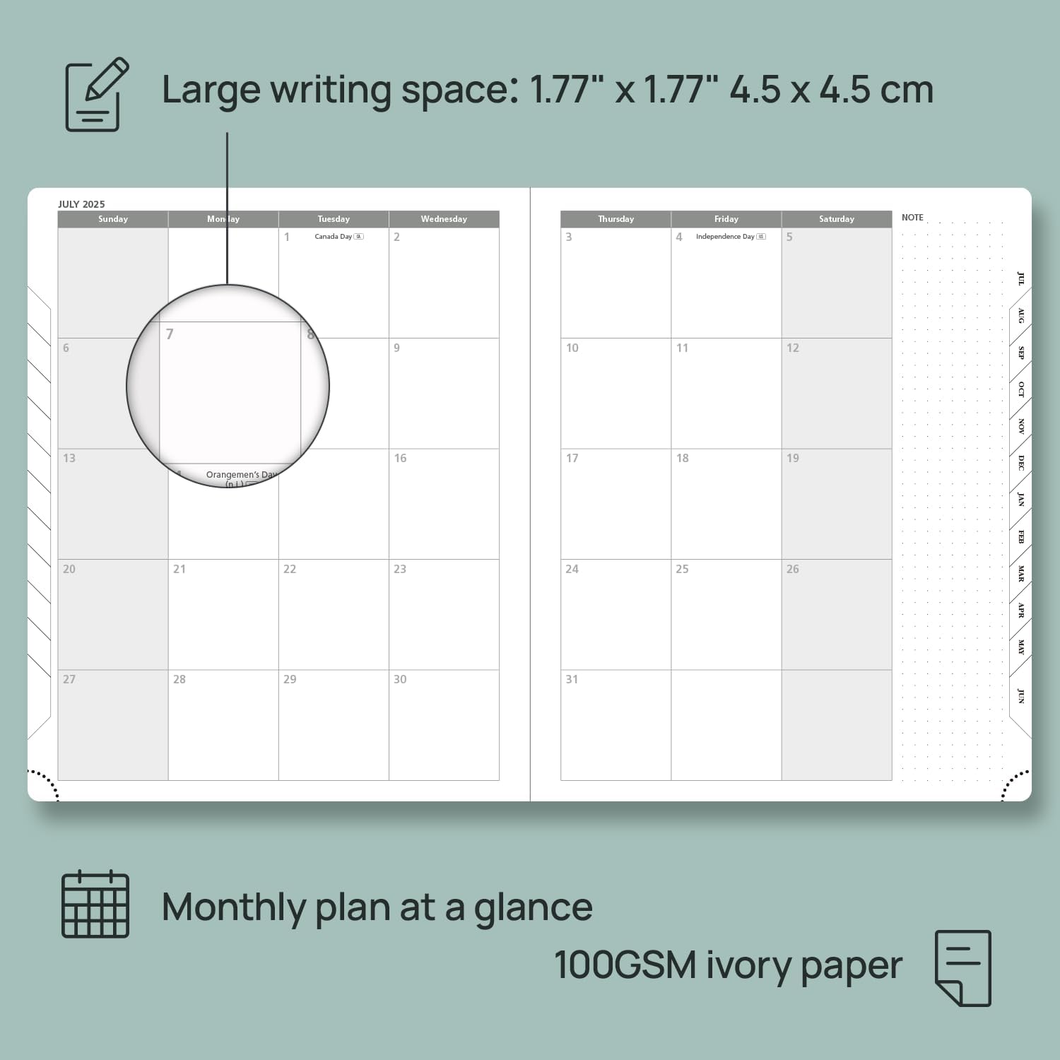 POPRUN Planner 2025-2026, (Large 8.5'' x 10.5'' Hard Cover) Academic Calendar (July 25-June 26) Daily Weekly and Monthly Appointment Book with Hourly Time Slots, Monthly Tabs, 100 GSM - Haze Blue