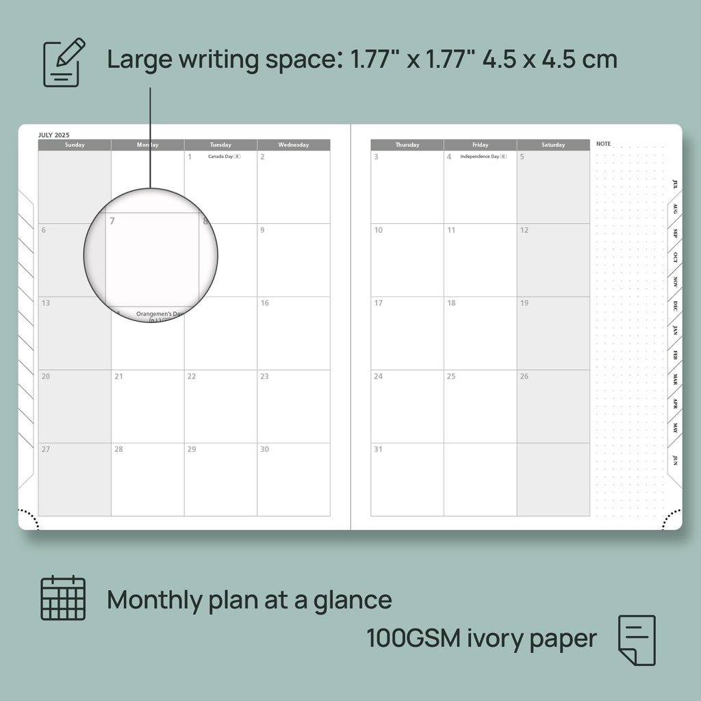 POPRUN Planner 2025-2026, (Large 8.5'' x 10.5'' Hard Cover) Academic Calendar (July 25-June 26) Daily Weekly and Monthly Appointment Book with Hourly Time Slots, Monthly Tabs, 100 GSM - Black